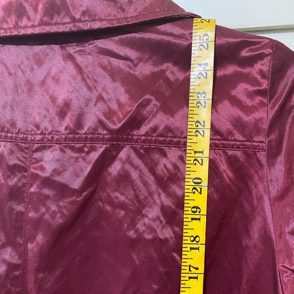 Metallic Red Utility Cargo Raincoat Button Front Drawstring Ruby Rd Size 18 - Picture 10 of 15